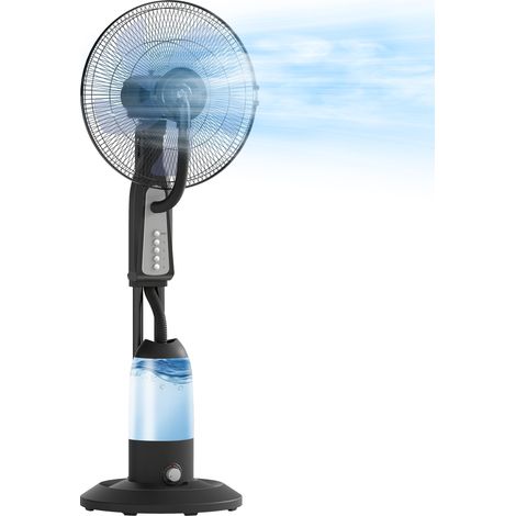 Ventilatore Nebulizzatore a 3 Velocità, Oscillazione 75° e Nebulizzazione Regolabile, Nero