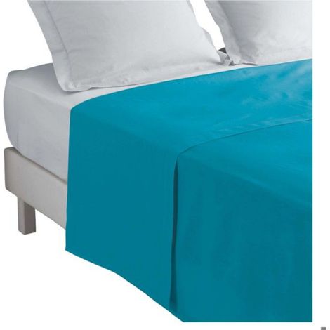 Drap plat en coton 240 x 300 cm Bleu Outremer (1/2)