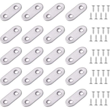 24 pezzi Piastre di fissaggio piatte dritte Staffe di supporto in metallo piatte dritte Piastre Gambe di assemblaggio 16 x 36 mm Staffe di fissaggio piatte per il fissaggio di mobili (1/4)