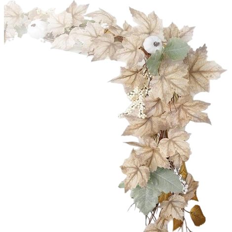 Guirlande De Thanksgiving Ornement Artificiel Réaliste Suspendu 1,7 m Décoration Guirlande d'Érable Automne Pour Table De Fête, Cour, Manteau De Cheminée, Porche Ferme, Cadre De Porte, (1/5)