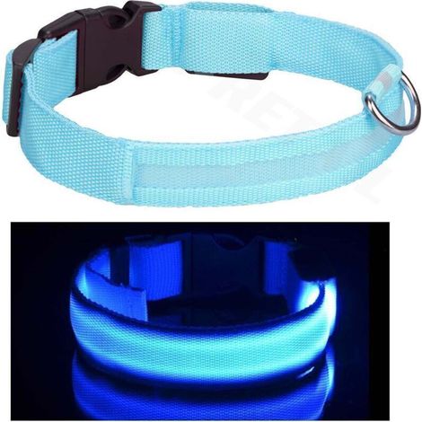Collier LED rechargeable par USB pour chien de compagnie, clignotant, lumineux, sécurité, lumière en nylon (1/3)