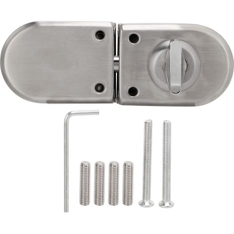 Serrure de porte en verre ovale coulissante à double ouverture, sans perforation, pour porte de salle de bain. (1/5)