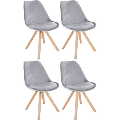 Set di 4 sedie Sofia Velvet grigio chiaro natura (quadrato)