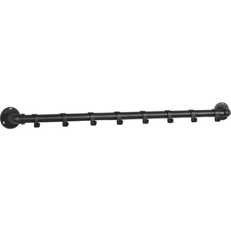 Porte-manteau industriel noir avec 8 crochets – Tuyau de fer robuste – Pour manteaux et vêtements – Design moderne mural (1/5)