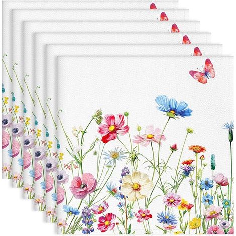 Wild Flower Napkins, 100% Cotton, Napkins for Dinner, Wedding, Cocktail, Kitchen (45 cm x 45 cm) (1/5)