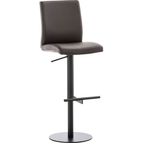Taburete de bar regulable en altura y giratorio 360° x1 plataforma redonda de metal negro asiento de PVC marrón 100004570 (1/5)