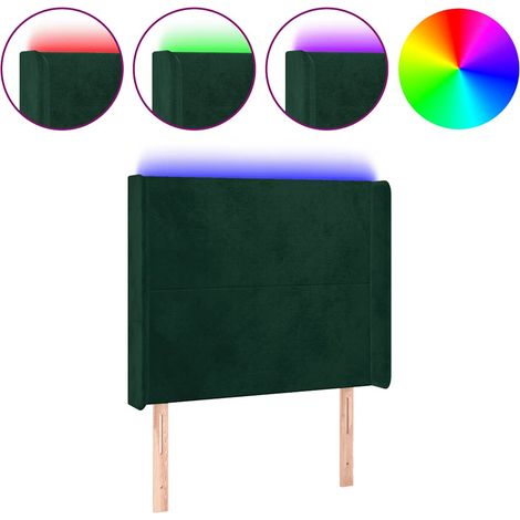 Testiera Testata del letto a LED Verde Scuro 93x16x118/128 cm in Velluto (1/5)