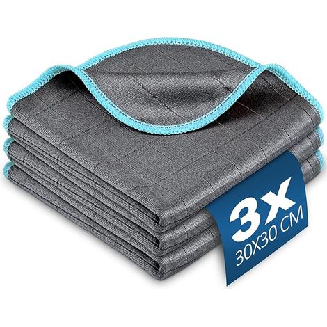 10 panni in microfibra magica al carbonio 400GSM, assorbenti e anti-aloni, per la pulizia dei vetri di finestre, bicchieri, piatti, cucina, casa, auto, riutilizzabili e lavabili.