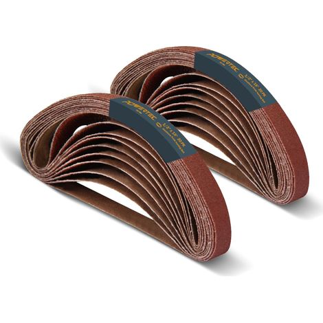 Lot de 40 bandes abrasives de 1,27 x 45,7 cm, grain 180 en oxyde d'aluminium pour ponceuse à bande, travail du bois, polissage des métaux (1/5)