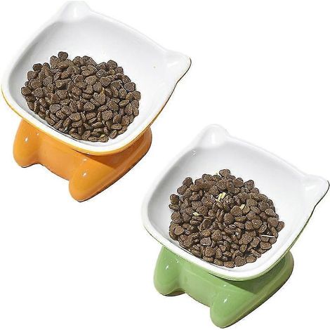 2er-Pack Katzennäpfe aus Keramik, geneigte Futter- und Wassernäpfe, antibakteriell (1/5)
