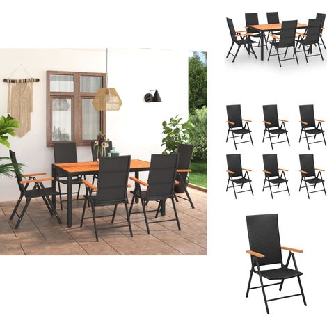 Ensemble à manger de jardin 7 pcs noir et marron - Salon De Jardin - Ensemble Salon De Jardin - Meuble De Jardin - Table De Jardin - Chaises De Jardin (1/5)