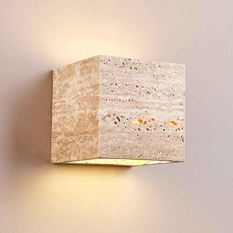 Applique Murale d'Extérieur en Travertin Jaune Naturel, Source de Lumière LED 9W, Style Rétro pour Couloir d'Entrée d'Escalier de Maison, Lampe Décorative (1/5)