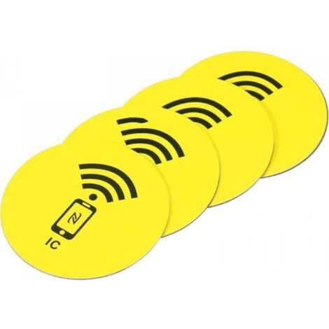NFC étiquettes Autocollants M1 RFID IC Étiquette 13.56MHz Réinscriptible Retour Adhésif Sans Contact pour Entrée Accès Contrôle Système, Jaune 4 Paquet