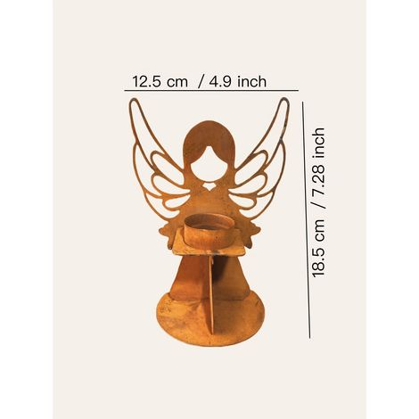 1 Bougeoir Ange Rustique, et Récipient à Bougie Décoratif en Métal Usé, Vase de Présentation pour Bougie de Décoration de Fêtes (1/5)