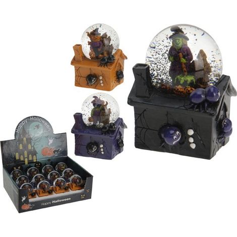 BOLLA ACQUA SFERA HALLOWEEN 7CM ASSORTITA STREGA DECORO FESTE ADDOBBI