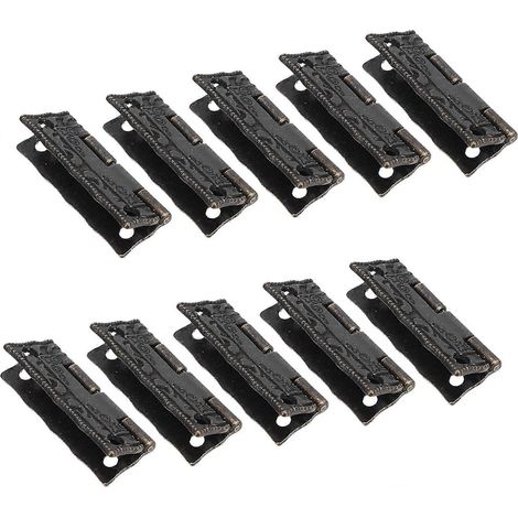 Holibanna Lot de 10 petites charnières en métal antique pour boîte en bois, finition gaufrée (1/5)