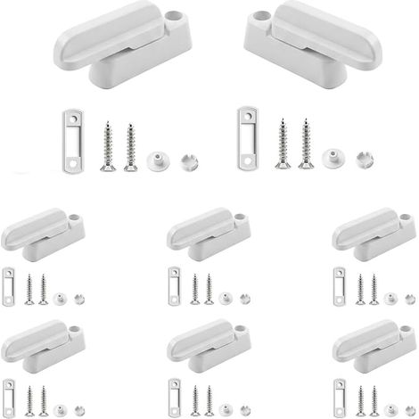 Poignée de Fenetre PVC, Bloqueurs de Fenêtres Poignee Fenetre PVC, Verrous de Bloqueurs de Porte, pour Portes et Plupart des Fenêtres, Blanc (1/4)