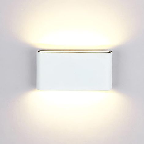 12W LED Applique Murale Extérieure Étanche Aluminium Appliques Murales Porche Jardin Couloir Applique Murale Intérieure Applique Murale Blanc Chaud 3000K (Blanc)
