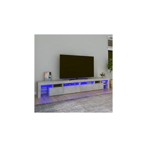 Meuble TV avec lumières LED Gris béton 260x36,5x40 (1/5)