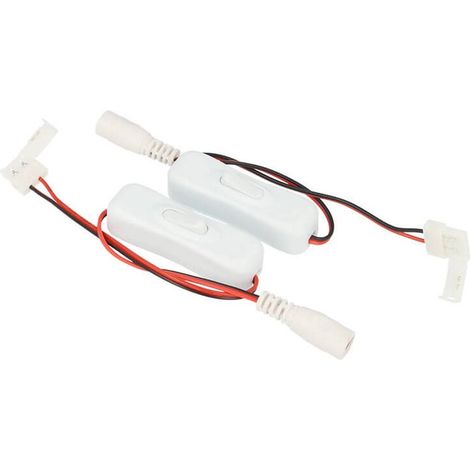 2 PZ Interruttori ON OFF con Connettore 10mm per Strip LED e DC JACK Femmina 5,5mm x 2,1mm