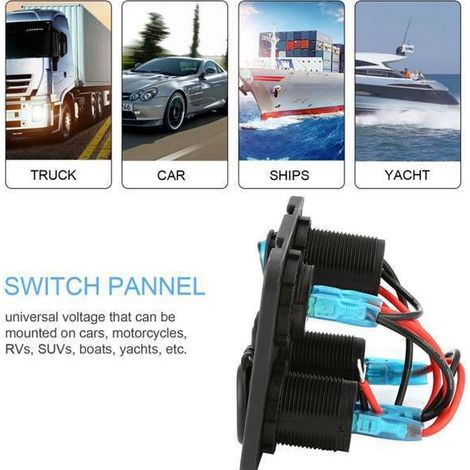 Autoladegerät mit zwei USB-Anschlüssen, LED-Voltmeter, Ein-/Ausschalter, 4-in-1-LED-Bedienfeld für Autos und Boote (1/4)