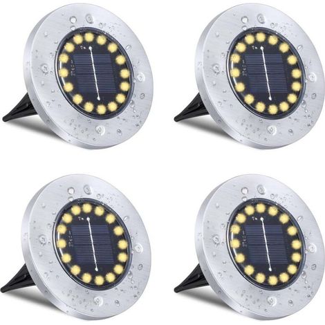 Lampes solaires de sol, lampes solaires étanches pour jardin extérieur, lampes de sol haute luminosité, adaptées à l'éclairage paysager des canaux, cours, pelouses, patios et allées (4 ensembles, 12 L (1/5)