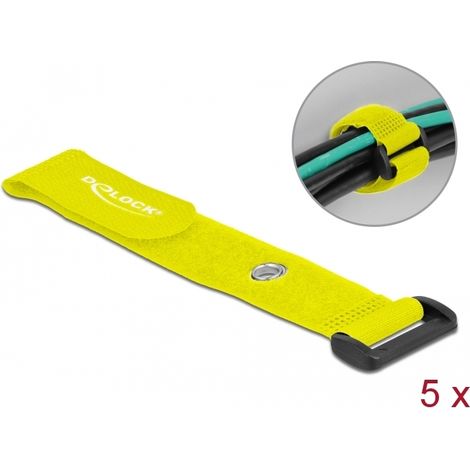 Delock Brida de cable con lazo y ojal de sujeción LA 190 x AN 25 mm amarillo 5 piezas