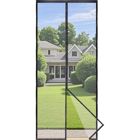 Magnetisches Moskitonetz für Türen, Netzvorhang, magnetischer Verschluss von oben bis unten mit automatischer Schließung, hält frische Luft im Inneren (85 x 205 cm, Schwarz) (1/5)