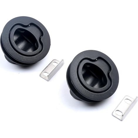 Confezione da 2 chiusure rotonde da 1/4" per cassetti di armadietti per camper e ponti di barche (nere) (1/5)