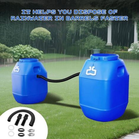 Trop Plein Cuve,2 Pcs Trop Plein Cuve Eau 1000L,Raccord Recuperateur d Eau de Pluie,Kit de Jumelage Cuve mit Joints (1/5)