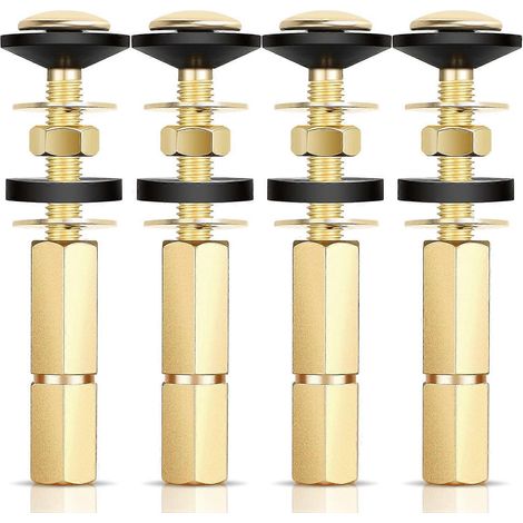 Lot de 4 boulons de fixation pour réservoir de toilettes, boulons antirouille, écrous, rondelles avec écrous longs et doubles rondelles en caoutchouc pour boulons de réservoir et vis de siège de toile (1/5)