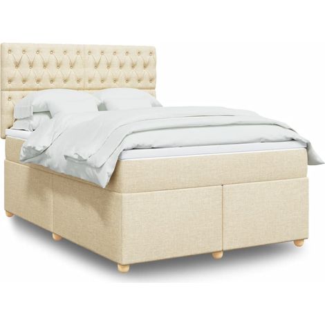 Boxspringbett mit Matratze Creme 140x200 cm Stoff
