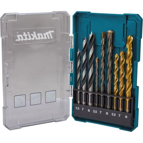 Makita D-71978 9 Pieces HSS Metal Brad Point Mixed Masonry Drill Bit Set (1/2)