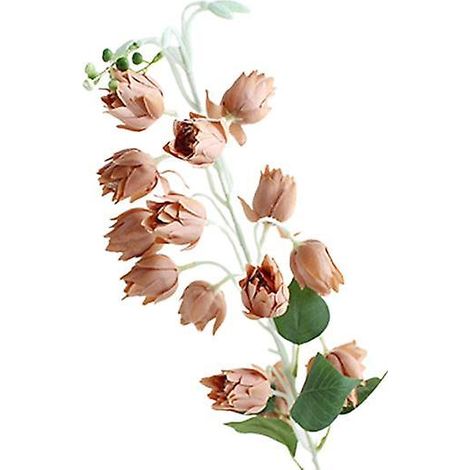 Fleur 1 branche en soie artificielle réaliste, conservation fraîche, résistante aux intempéries, composition florale, fausse campanulecafé léger (1/5)