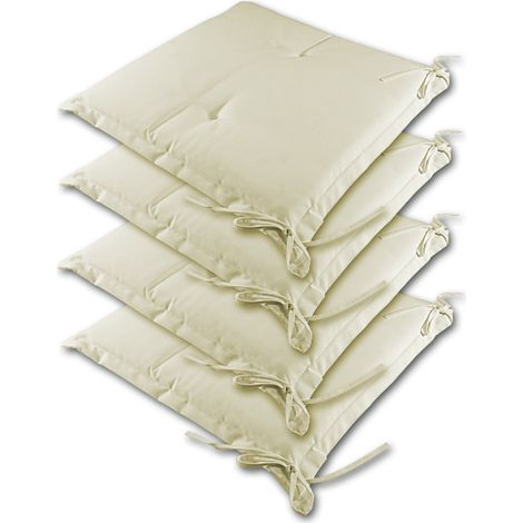 Detex 4x Cuscini per Sedia Sydney 41x37cm Resistenti all'Acqua Cuscino coprisedia Interno Esterno Lavabili Beige (1/6)