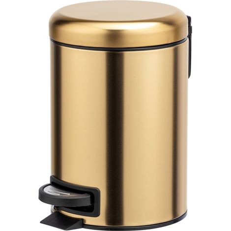 Cestino portarifiuti in acciaio inox oro opaco 3 lt con pedale (1/4)
