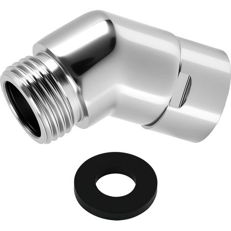 Adaptateur de Douchette en Laiton à 135° pour Rallonge de Tuyau de Douche, Compatible G1/2 avec Bras de Douche et Pommeaux, Design Pivotant et Installation Facile, Couleur Argentée (1/5)