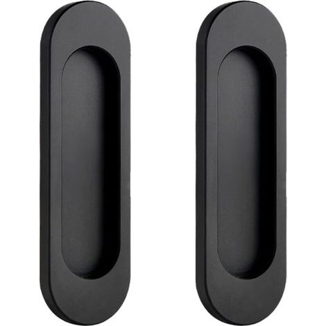Set mit 2 Innentürgriffen, schwarze ovale selbstklebende Schiebetürgriffe, kein Bohren erforderlich, Küchengriff aus Aluminiumlegierung, Schrankgriff, Küchenmöbelgriff (1/5)
