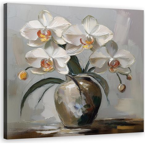 Quadro su tela, Vaso di fiori bianchi - 60x60 (1/5)