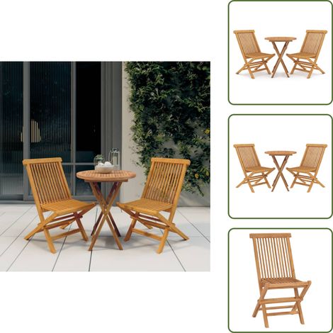 3-tlg. Garten-Essgruppe Massivholz Teak - Gartenmöbel - Esstisch - Gartensessel - Teakholz Möbel - Outdoor Möbel (1/5)