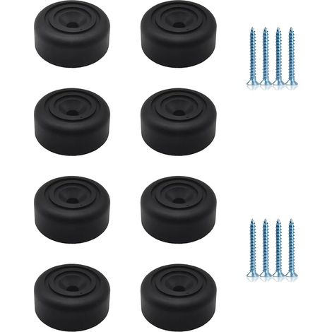 Pied de Meuble Noirs 8 pièces Pieds de Meuble Ronds Ø 33 x H 13 mm Pieds d'armoire en Plastique Pieds pour Meubles Canapé Pieds avec 8 vis pour Armoire, canapé, Chaise (1/5)