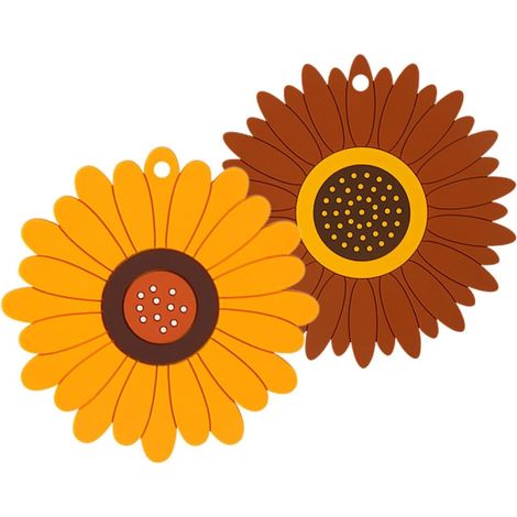 Lot de 2 dessous de plat en PVC, forme tournesol, antidérapants (1/5)
