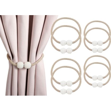Paquete de 8 soportes magnéticos para cortinas, presillas para cortinas, accesorios para cortinas y persianas, para decoración del hogar, la oficina y el restaurante (dorado) (1/5)