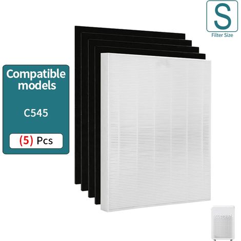 (C545-1-4) Filtre HEPA de rechange avec charbon actif, compatible avec les purificateurs d'air Winix modèles C545, P150, B151 et 9300 (1 unité). (1/4)