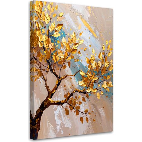 Wandbild Baum Goldene Blätter Imitation Malerei 70x100 cm (1/5)