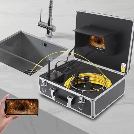 Professional Wifi Pipe Camera Wireless Sewer Inspection Drain Industrial Endoscope Video Dvr Borescope Ip68 Lcd Pipeline For Contractors Plumbers Home Inspectors Chimney (Cable Length:50M) (1/5)