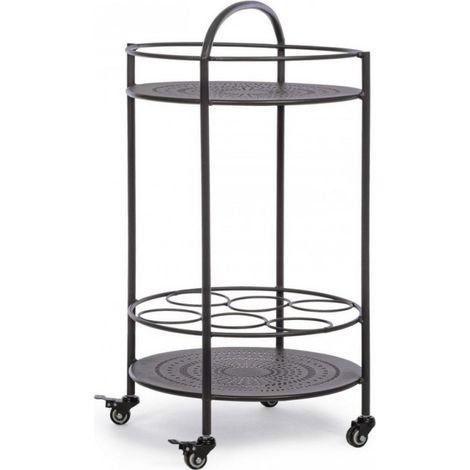 Wagen mit Rädern "Burton" für Flaschen und Weingläser h 81 cm -Anthrazit (1/5)