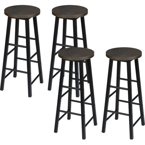 WOLTU Lot de 4 Tabourets de Bar, Tabouret de Bistrot, Chaise Stable et Durable, Surface d'assise en MDF, Noir+Rouille (1/5)