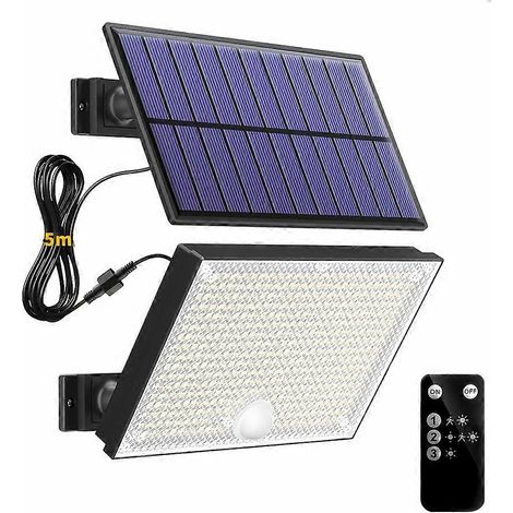Lampes solaires d'extérieur 400 LED avec télécommande, détecteur de mouvement, étanches, pour la sécurité et le jardin. (1/5)