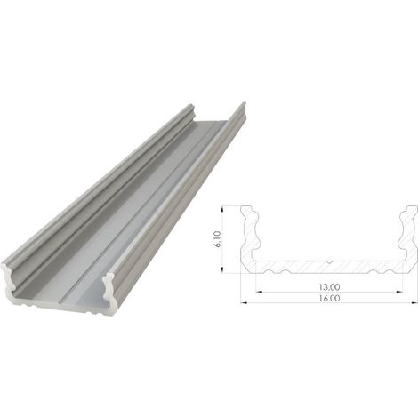 AL12-GLS1-AS-1000: Oberflächenprofil ALU anodisiertes Silber 6x16mm 1000mm OBERFLÄCHENanode Silber